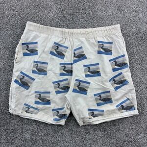 Vintage Livestock Loon Shorts Mens XL Cream Twill Nature Outdoors Duck Bird